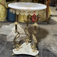خرید آنلاین، میز طرح درنا برنزی با صفحه سنگ مرمر و حاشیه ی طرح دار، طراحی بسیار ظریف با کیفیت بالا، زیر قیمت بازار | هنرظریف