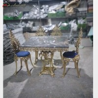 خرید آنلاین، میز ناهار خوری از جنس آلیاژ مدل پسر بچه و پایه اسبی با صفحه سنگ مشکی، با کیفیت عالی، زیر قیمت عالی | هنرظریف